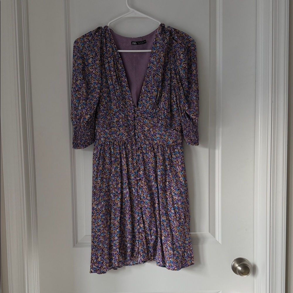 Zara Lavender Floral Mini Dress